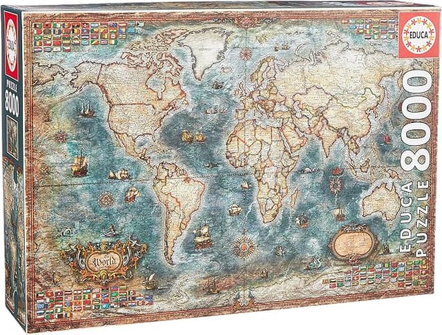 Detalle de Educa Puzzle 8000 Piezas Mapamundi Histórico 🧩 Para Adultos