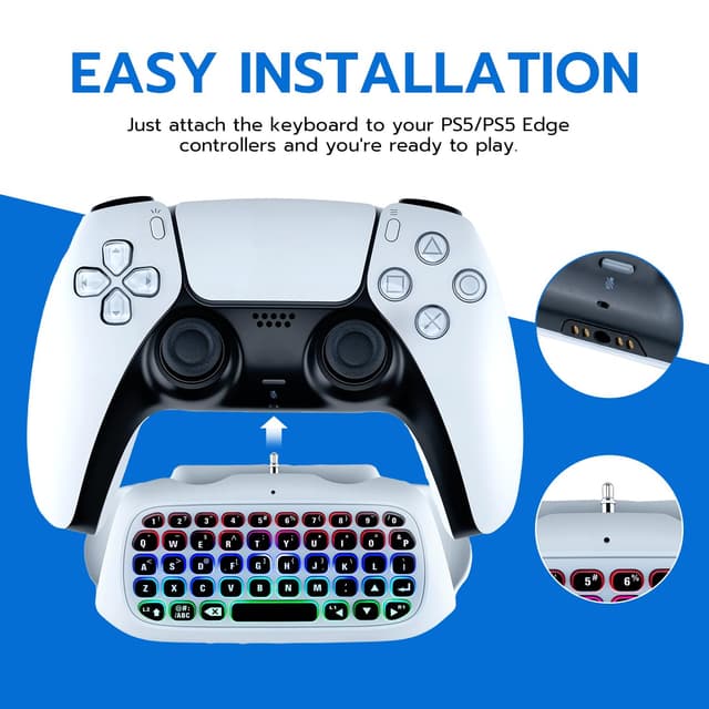 Thumbnail 6 de Mcbazel kabellose Tastatur für PS5/PS5 Edge Controller mit Bluetooth 3.0, Lautsprecher & 3,5-mm-Audioanschluss