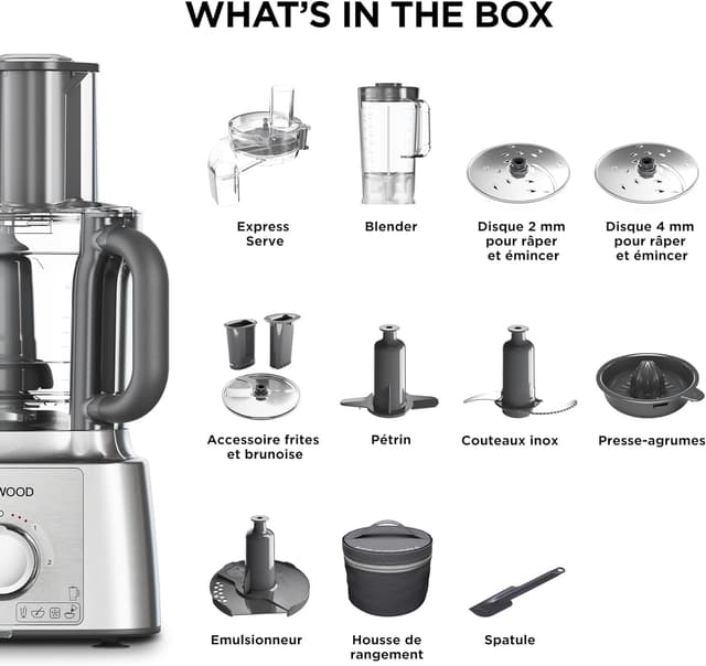 Thumbnail 6 de Kenwood MultiPro Express FDP65.820SI, robot multifonction avec accessoires, bol 3 L et moteur 1000 W