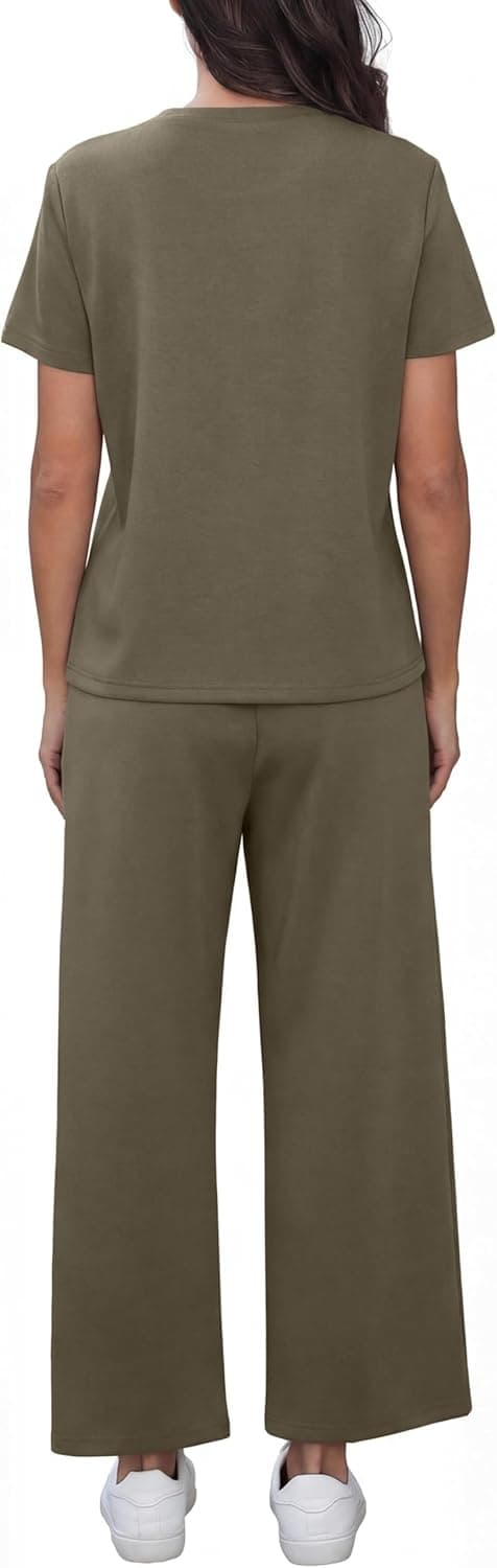 Detalle de GRECERELLE Airport Two Piece Travel Outfit Set for Women (summer short-sleeve tracksuit)