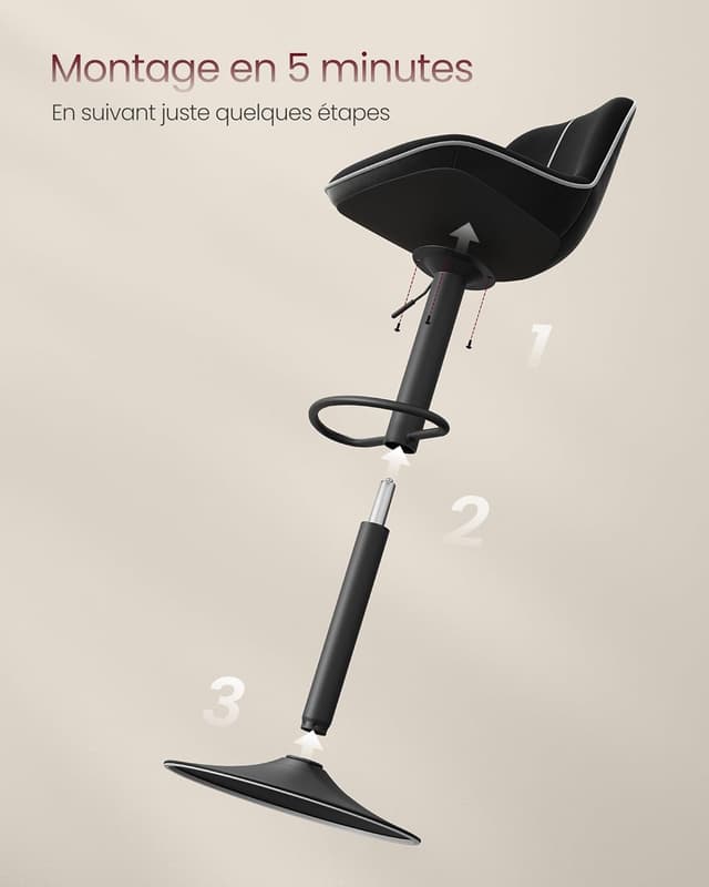 Thumbnail 6 de VASAGLE LJB188B01 Tabouret de bar réglable 45 cm