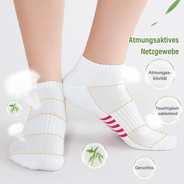 Detalle de Effeet Bambus Sneaker Socken Damen (6/12 Paar) – atmungsaktive, gepolsterte Laufsocken 39–42