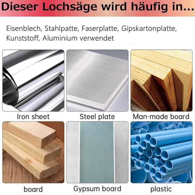 Detalle de HOME COMPOSER Lochsäge 130 mm (HSS M42, Bi-Metall) mit Sechskant-Schaft und Bohrer