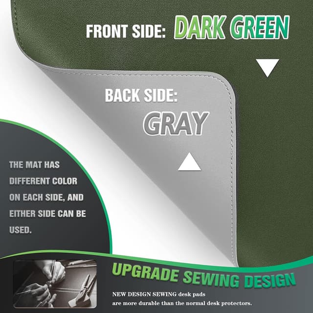 Detalle de K KNODEL Sewing Leather Desk Mat (Large) – waterproof desk protector for home office