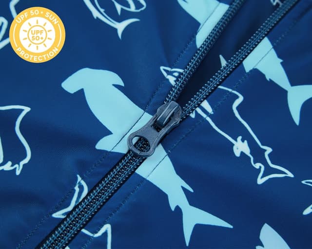 Detalle de upandfast Baby rashguard swimsuit with full-length zipper and UPF 50+ protection (toddler one-piece)