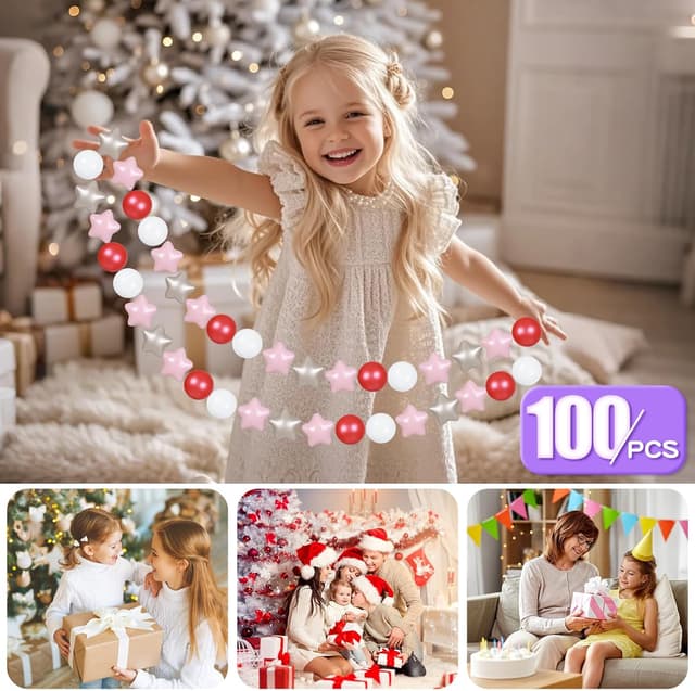 Detalle de GOGOSO Ball Pit Balls for Toddlers (Pearl Red, Pink, Pearl Gold + White) 100PCS