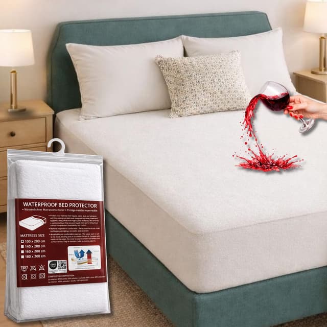 Detalle de HOME STILL Double Waterproof Mattress Protector (140x200x30 cm) with Cotton Terry Top