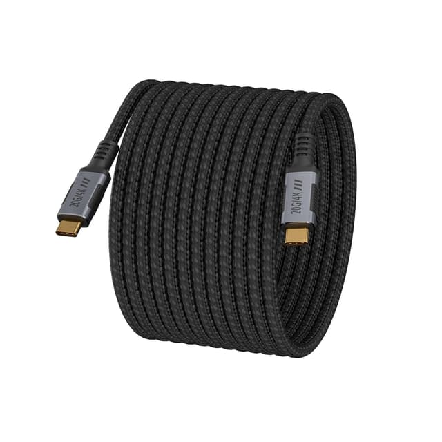 Detalle de USB‑C Kabel 5 m KMMXXCPM: USB 3.2 Gen 2x2 (20 Gbps), 100 W Laden & 4K@120 Hz für Monitor/Thunderbolt 3