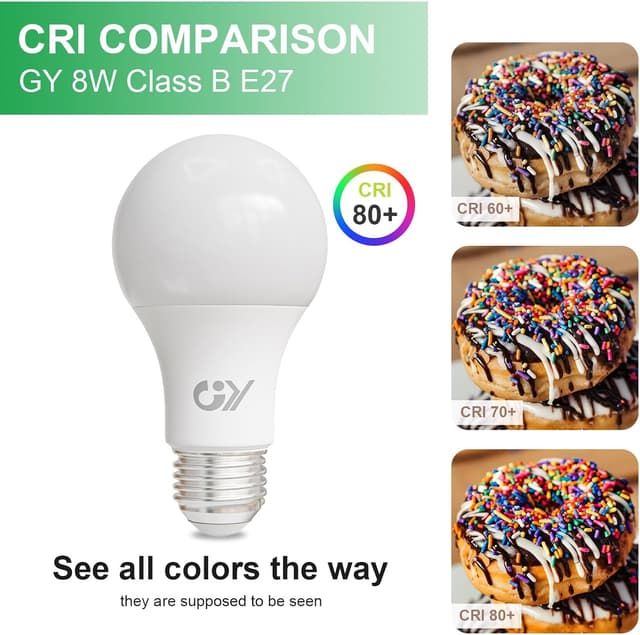 Detalle 2 de GY E27 LED Warmweiß A60, 8 W ersetzt 100 W, 1.521 lm, 360° – nicht dimmbar (6 Stück)