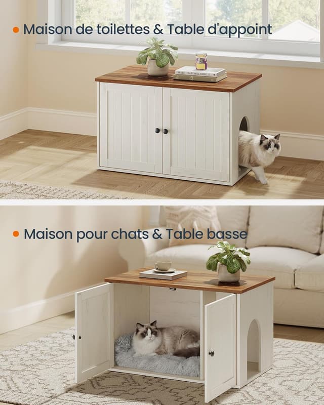 Detalle de SONGMICS HOME PCL233WJ05 : meuble litière pour chat avec assemblage ultra-rapide