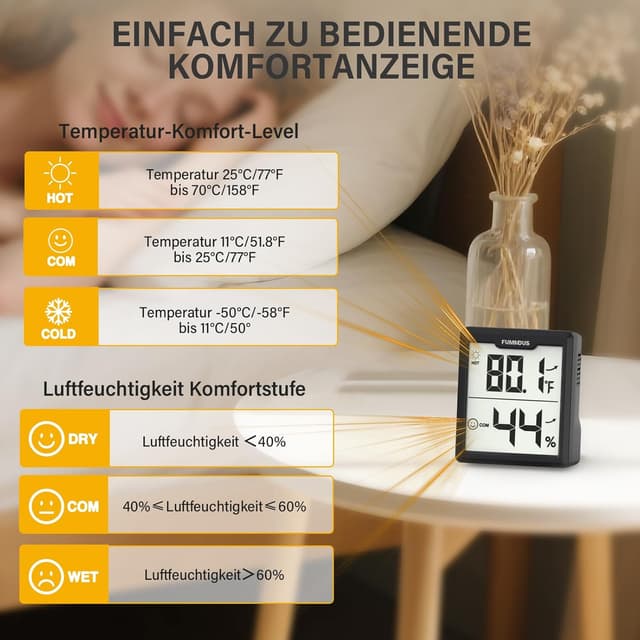 Thumbnail 4 de FUMMDUS 3 Stück Thermometer Hygrometer -50–70°C