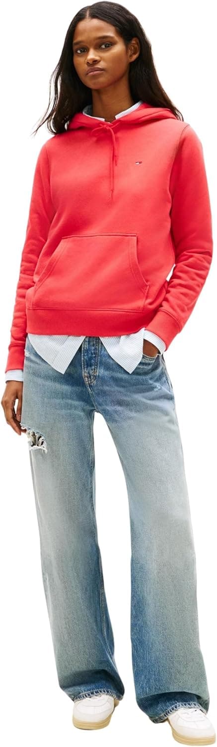 Detalle de Tommy Jeans Sweat à capuche femme Flag Regular Fit avec écusson drapeau