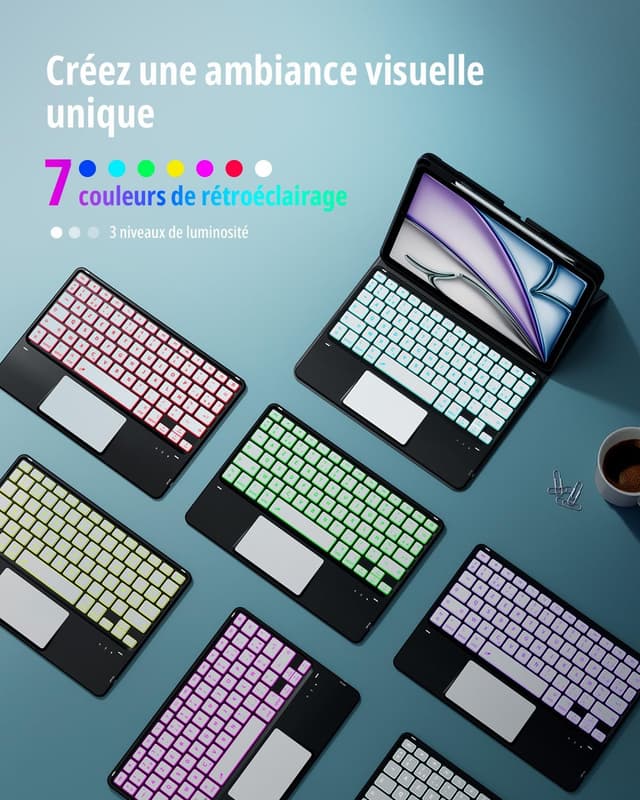 Detalle 2 de CACOE clavier étui iPad Air 11 avec rétroéclairage