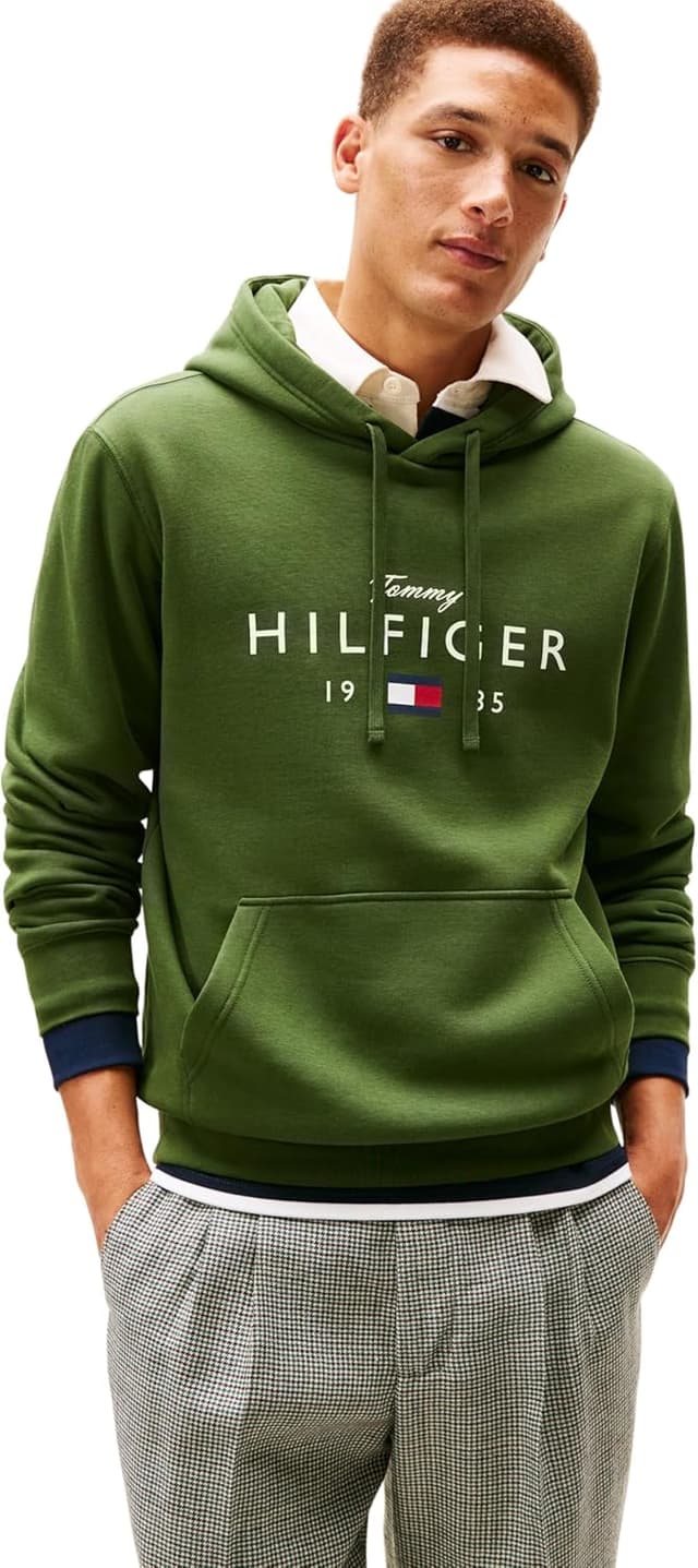 Detalle de Tommy Hilfiger Men’s Brand Love Big Hilfiger Pullover Hoodie (MW0MW41427)