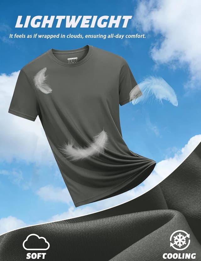 Detalle de KEFITEVD UV Shirt Herren Funktionsshirt Kurzarm (UPF 50+) – schnelltrocknend & atmungsaktiv