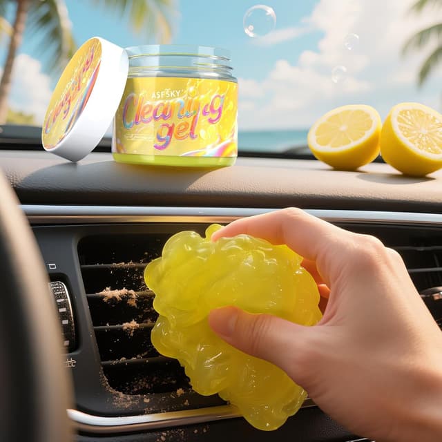 Detalle de ASFSKY Tastatur Reinigungsgel (Zitronengelb) – Reinigungsknete für Auto-Innenraum, Tasten, Polster & Leder