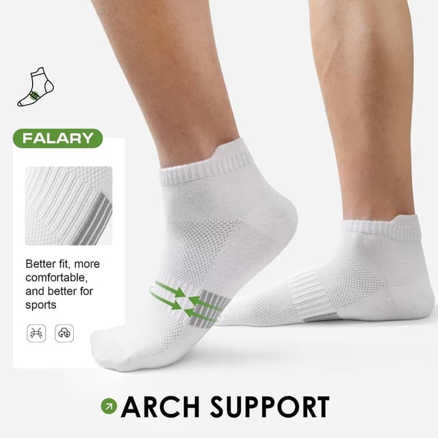 Detalle de FALARY 6 Pairs Bamboo Trainer Socks (Low Cut Ankle) – Moisture-Wicking, Anti-Blister Comfort