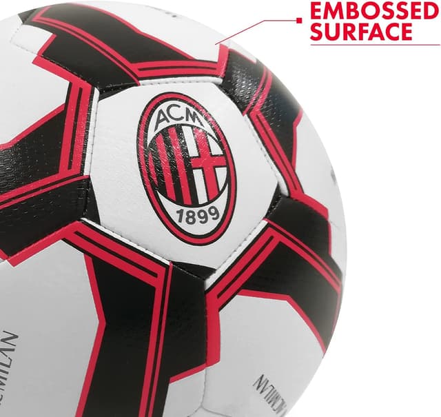 Detalle de Pallone da calcio cucito A.C. Milan Mondo Sport, misura 5 bianco-rosso-nero