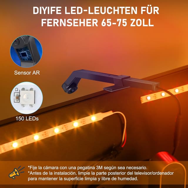 Thumbnail 5 de Diyife Tira LED TV 5m para 65–80