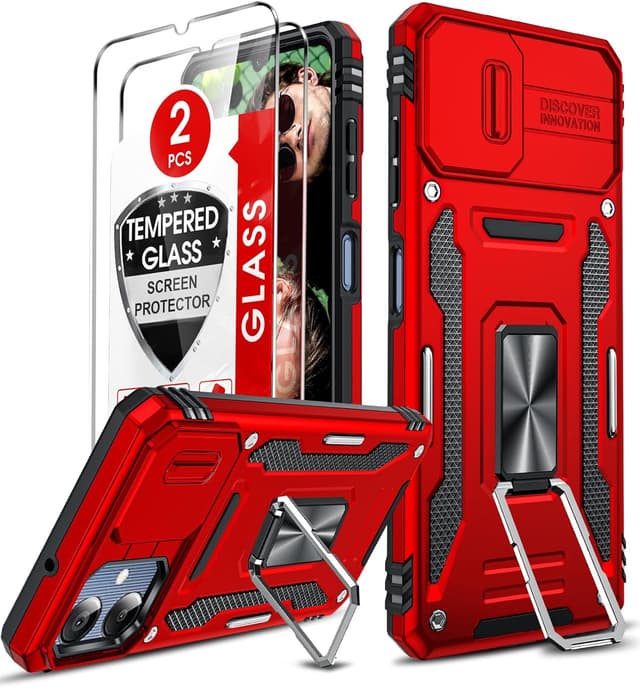 Detalle de LeYi Galaxy A06 Rugged Case with Ring Stand