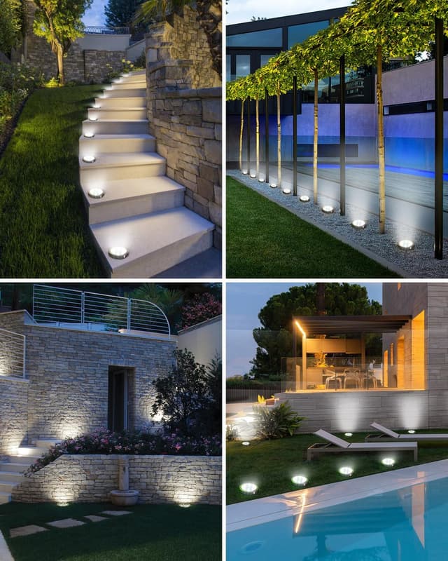 Detalle de btfarm 16 faretti solari per esterno con 8 LED, da terra IP65 (bianco freddo)