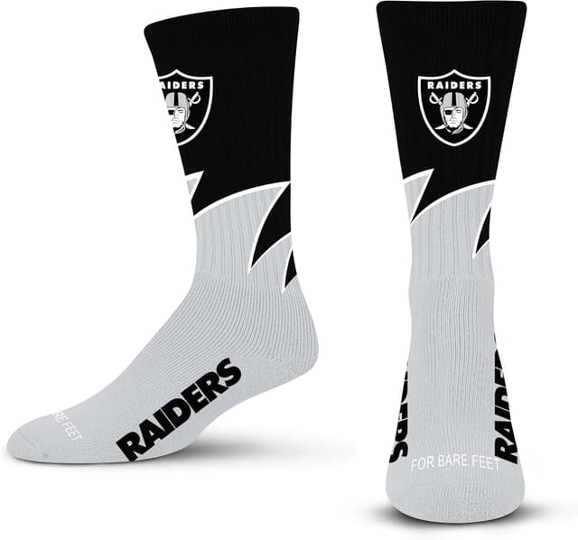 Detalle de For Bare Feet NFL Unisex Black Wave Crew Socks (Buffalo Bills), Large