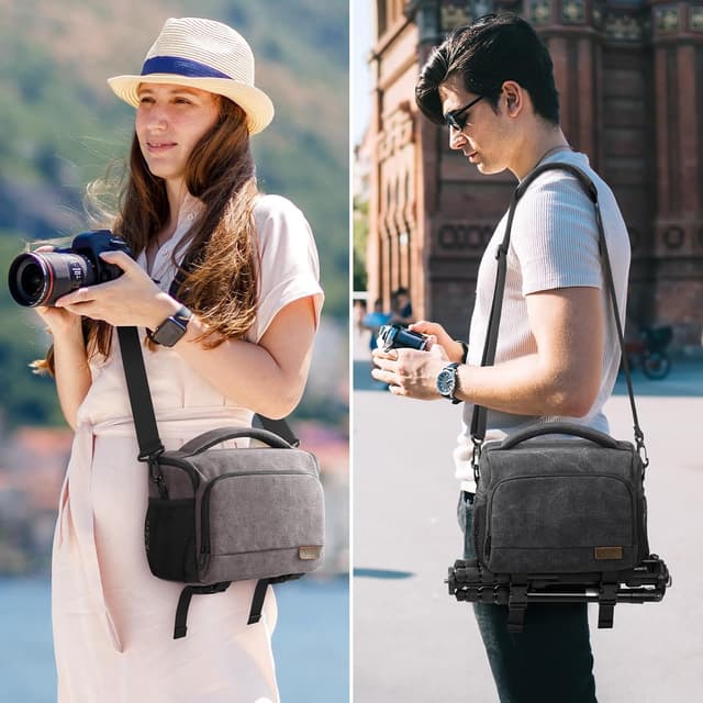 Detalle de S-ZONE DSLR/SLR borsa fotografica in tela impermeabile con tracolla e supporto per treppiede