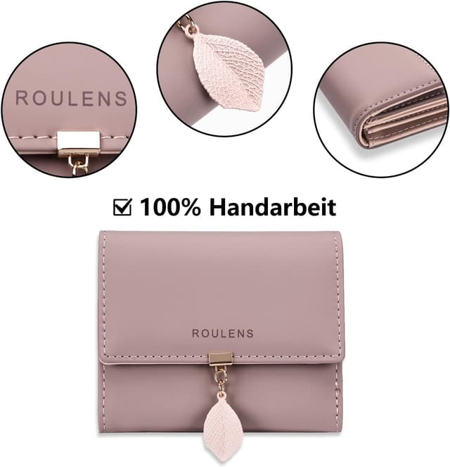 Detalle de Roulens Damen-Geldbeutel mit RFID-Blockierung im Kurzformat – klein & mit mehreren Fächern