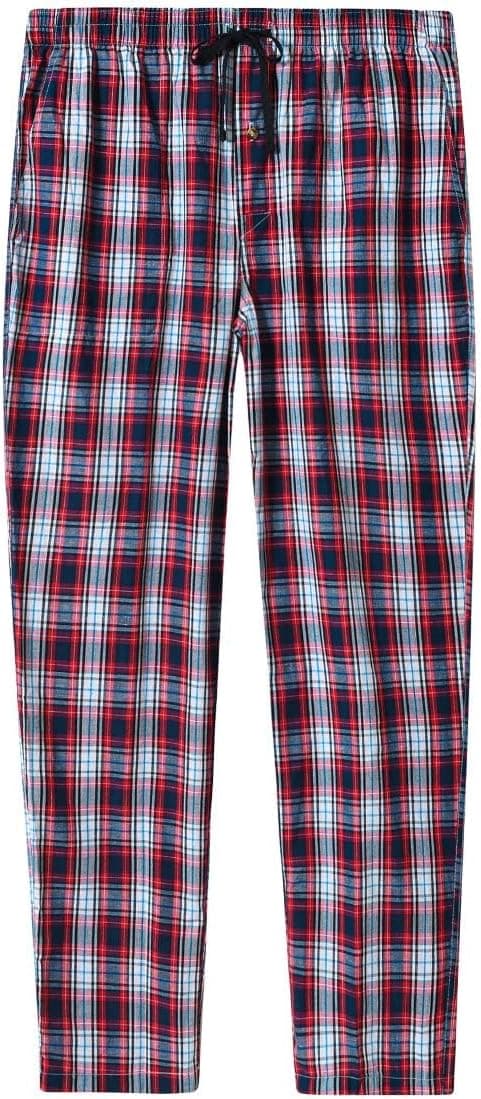 Detalle 2 de MoFiz Men’s Ultra Lightweight Cotton Plaid Pajama Pants (3-Pack) with Drawstring & Pockets