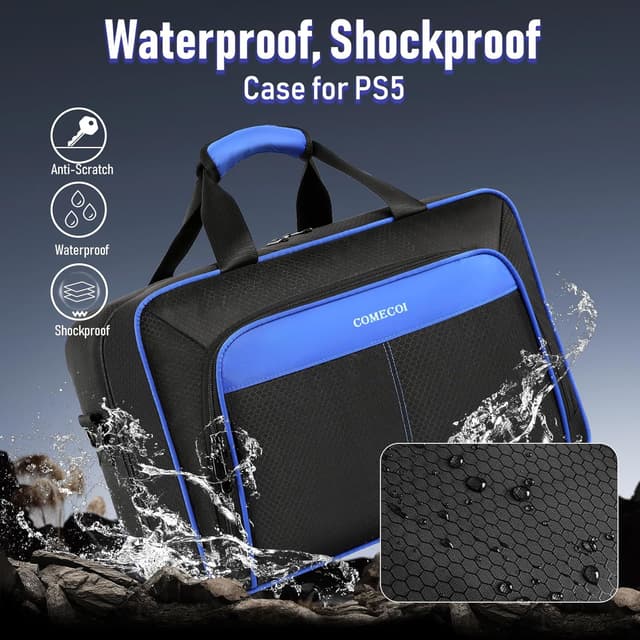 Detalle 2 de COMECOI Carrying Case for PS5 (Travel Bag for PS5 Disk/Digital, Controllers & Accessories)