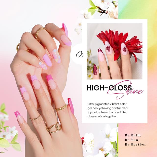 Detalle de Beetles UV-Nagellack-Set (39-teilig) mit 36 Farben + Basis & Top Coat matt/glänzend