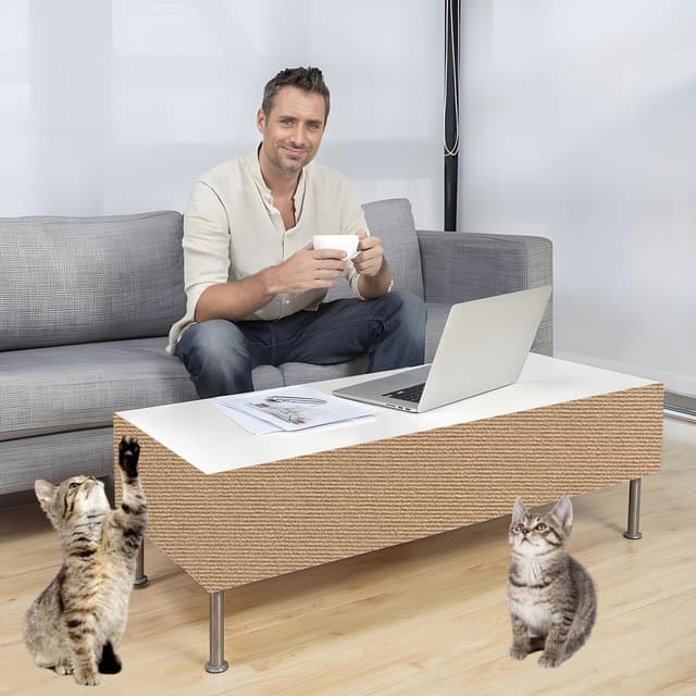 Detalle 2 de Xynovate tappetino tiragraffi adesivo per gatti, autoadesivo e tagliabile (cachi)