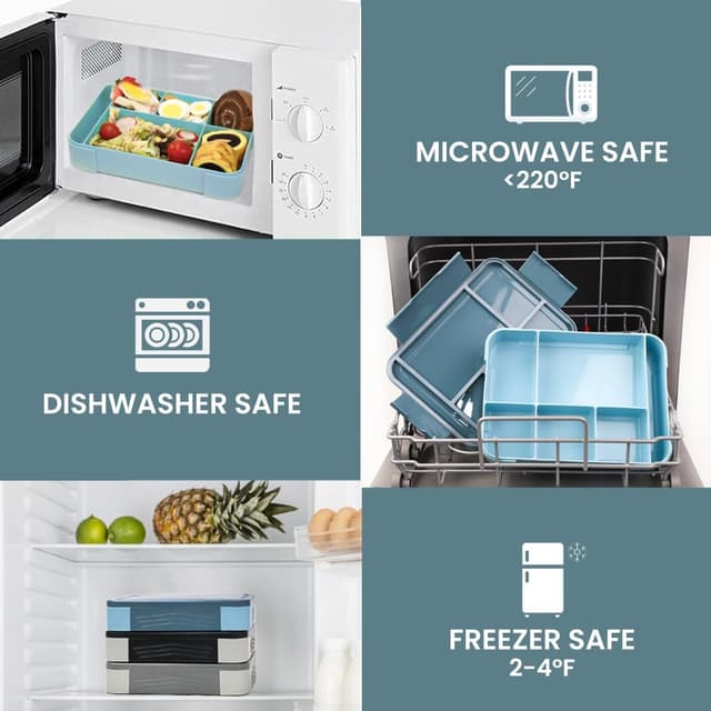 Thumbnail 4 de Bugucat Kinder-Brotdose mit 6 Fächern und Besteck-Set, 1.330 ml – auslaufsicheres Bento für Mädchen & Jungen