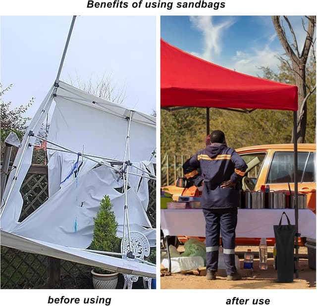 Detalle de JASFLY 4er Pavillon-Gewichte als Sandsäcke (Oxford 800D) inkl. 4 Zelt-Nägel, schwarz – für Pop-up-Zelte & Vordächer