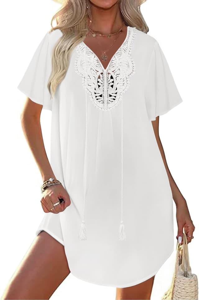 Thumbnail 6 de Ekouaer copricostume donna con scollo a V e pizzo, vestito estivo tipo bikini cover-up