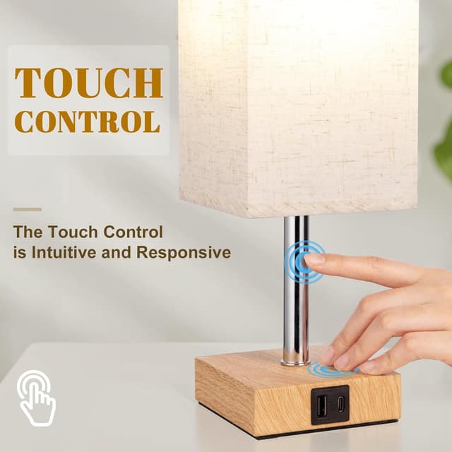 Thumbnail 1 de Aooshine Bedside Lamp with USB A+C ports