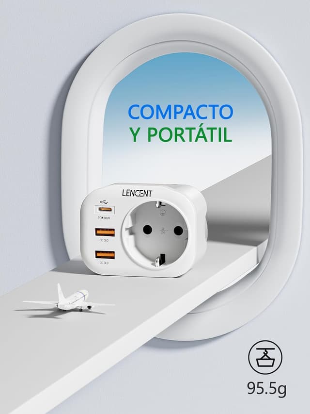 Thumbnail 5 de LENCENT Adaptador Enchufe India 3‑pin QC3.0 PD20W