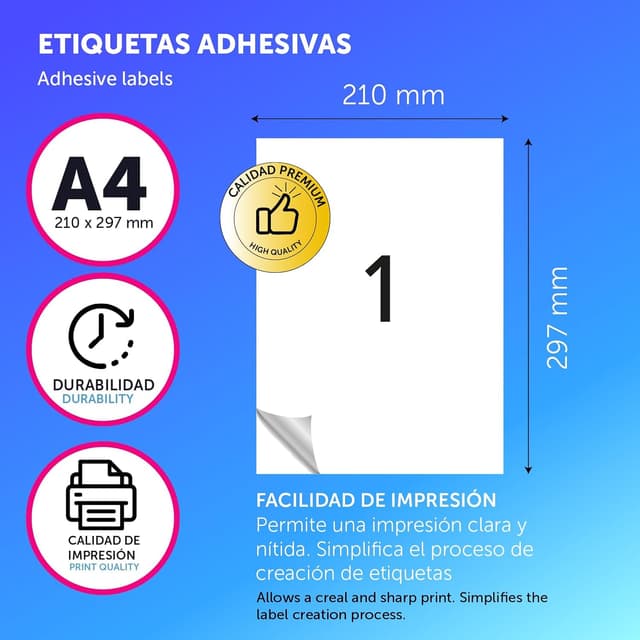 Detalle 2 de M-office Klebeetiketten A4 210 x 297 mm 25 Blatt