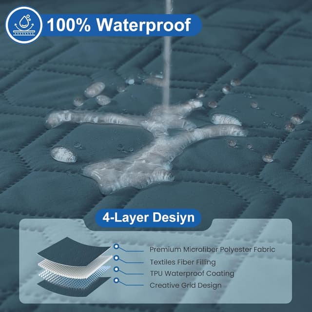 Detalle de YSTELLAA Impermeabile copridivano 2 posti con penisola, reversibile e antiscivolo verde scuro