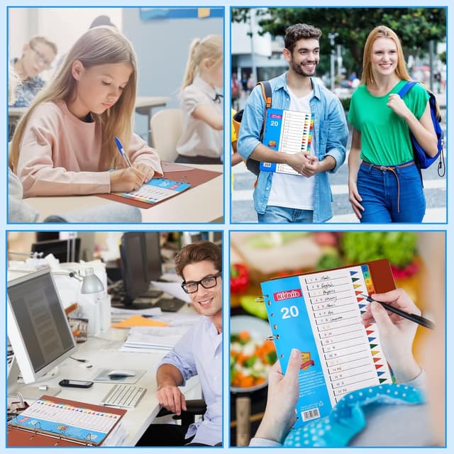 Detalle de FUYOAL A4 File Dividers (3-pack, 20 tabs each) A–Z coloured plastic index dividers