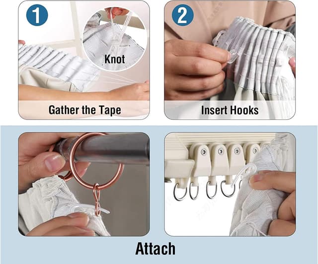 Detalle de BellaHills Blackout Curtains – 2-Panels Thermal Insulated Pencil Pleat Set (Light Beige)