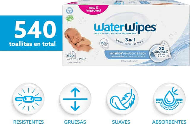Detalle 2 de WaterWipes Sensitive+ 540 toallitas bebé