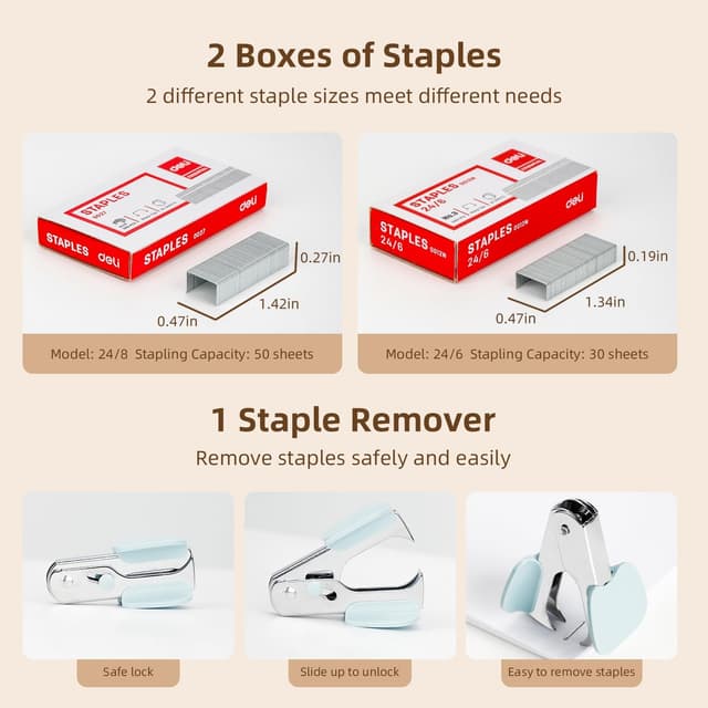 Thumbnail 3 de Deli Effortless Desktop Stapler 40–50 Sheets