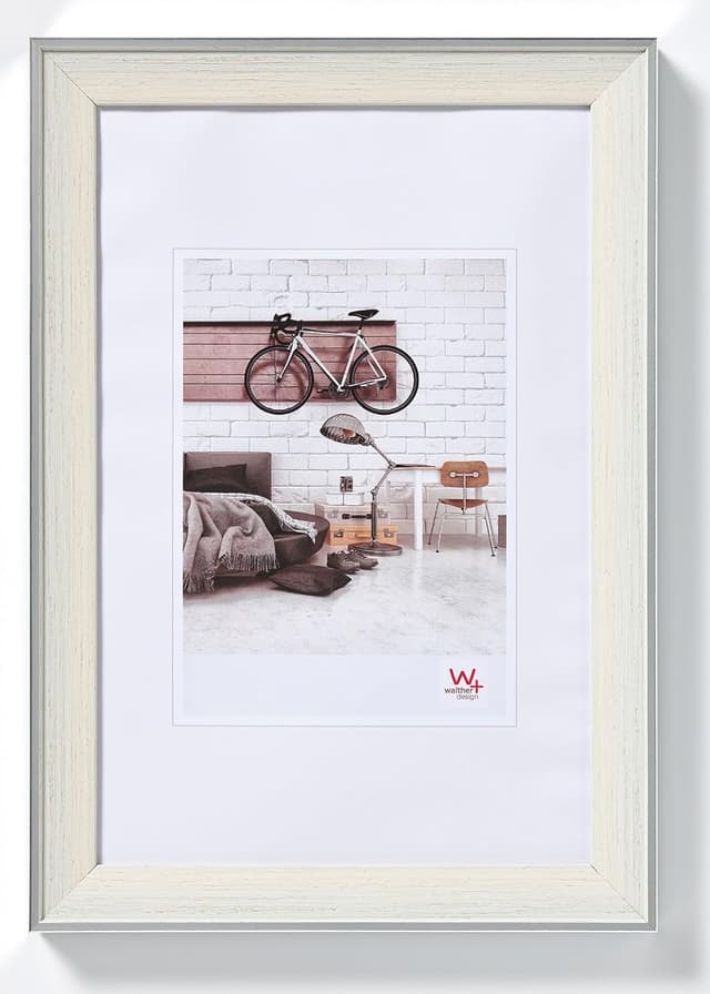 Detalle de walther design Cadre photo design bohème gris 40 x 50 cm bord extérieur argenté EN050D