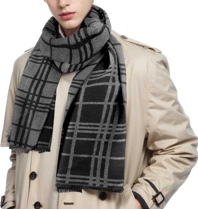 Thumbnail 6 de Lamca Men’s Cashmere-Like Soft Winter Scarf (180 x 33 cm) – warm, lightweight and classic check design