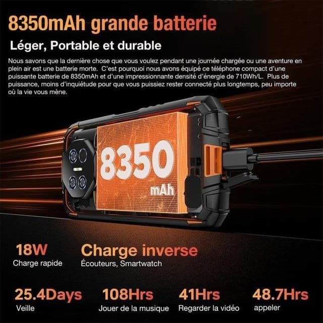 Detalle 2 de Doogee Fire 3 Max 4G Dual SIM 8GB/256GB Naranja con NFC y cámara 48MP