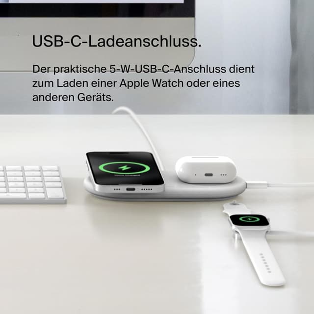 Detalle de Belkin BoostCharge Pro kabellose 2‑in‑1-Ladestation 15W