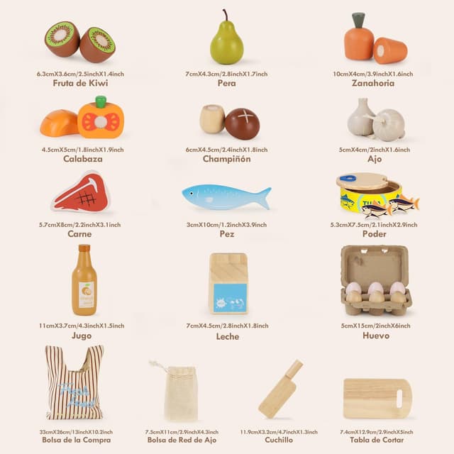 Thumbnail 6 de Comida Madera Juguete Accesorios Cocina 20+ 🍎