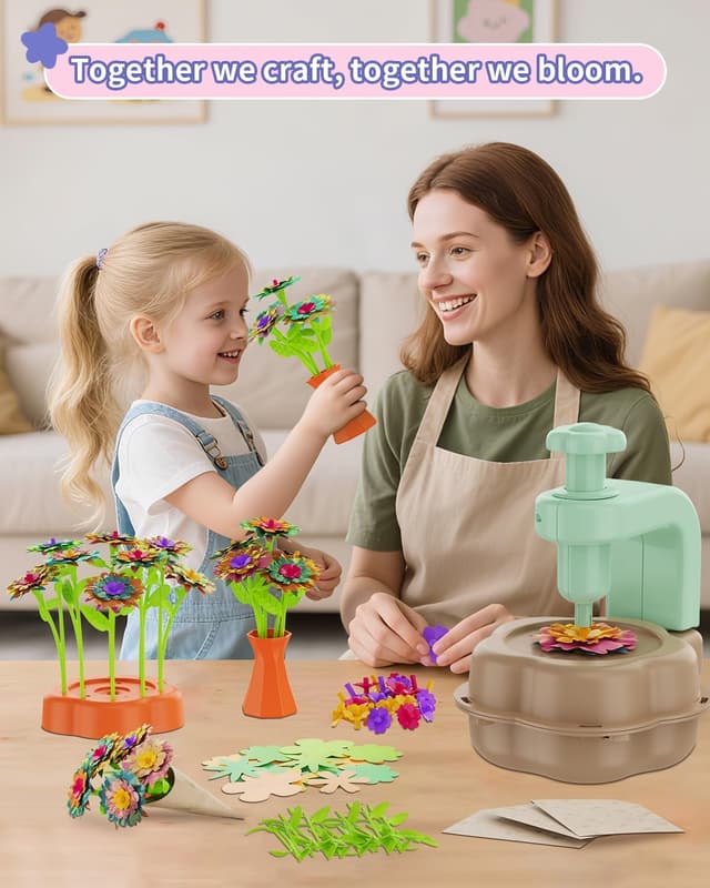Detalle 2 de BIVBTP Arts and Craft Kits for Kids DIY Flower Market Toys (Green) – ages 4–12