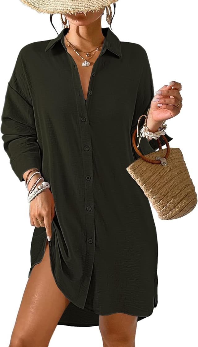 Detalle de Tanmolo Damen Strandkleid / Bikini-Überwurf mit V-Ausschnitt – Polyester Strandponcho